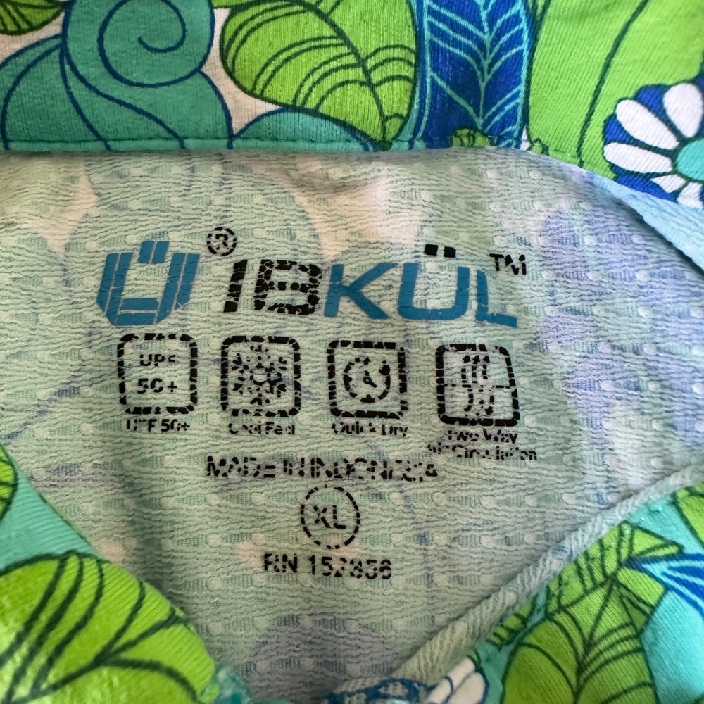 IBKUL Women Golf Dress XL Blue Green Sun Face Psychedelic UPF 50+ Zip Pocket - Picture 3 of 7